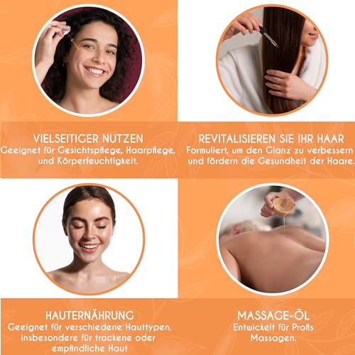 Foto von Kanzy Jojobaöl Kaltgepresst 100% Reines Gold, 120ml für Haut, Haare und Nägel, Gesichtsöl und Körperöl, Vegan & Hexanfrei, Jojobaöl, Anti-Falten, Natürliche Intensiv Feuchtigkeitspflege