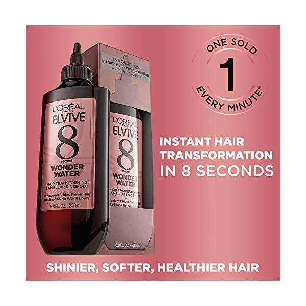 L’Oreal Paris Elvive 8 Second Wonder Water Lamellar, Rinse out Moisturizing Hair Treatment for Silky, Shiny Looking Hair, 6.8 FL; Oz