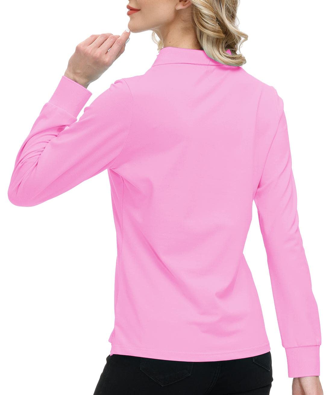 Poloshirt Damen Golf Polohemd Langarm Baumwolle Sport Polo Wintershirts mit Reißverschluss
