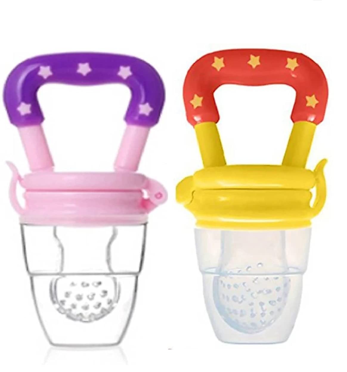 naughty baby Silicone Food/Fruit Nibbler, Baby Food and Fruit Feeder Combo Pack Pink & Yellow, BPA Free,-picture-14
