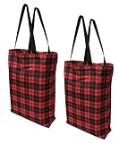 Earthwise Plaid Everyday Reusable Fashion Shopping Bag Tote Large for Grocery Gift Vacation 17 inches x 17 inches x 6 inches Proudly Made in the USA (Set of 2) (Plaid)