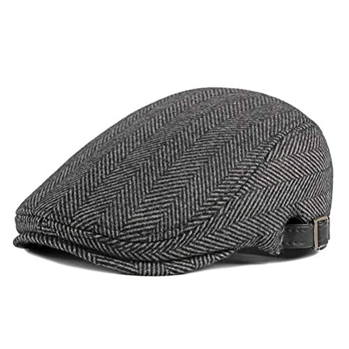 YUELGUANG Men's Woolens Tweed Retro Newsboy Flat Cap Ivy Cabbie Driving Winter Hat Cover