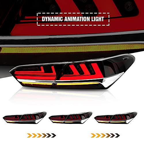 New Taillights For Toyota Camry Tail Light Assembly 2018-2023 Se Xse Le Xle Trd 8Th Gen Accessories Taillight V1 Smoke Rear Lights Led Sequential Turn Signals Startup Custom Back Lamp Replacement (T3) #TOP4