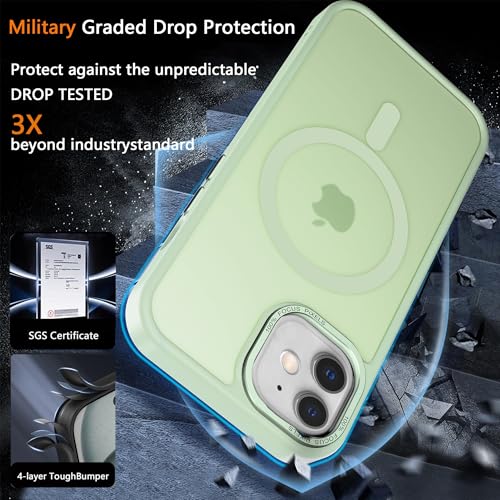 Image of Magnetic iPhone 12mini case,Compatible with Magsafe, Military-Grade Protection,Slim Translucent Matte Shockproof with Anti-Scratch Anti-Fingerprint Phone Cover (Matcha Green, iPhone 12mini)