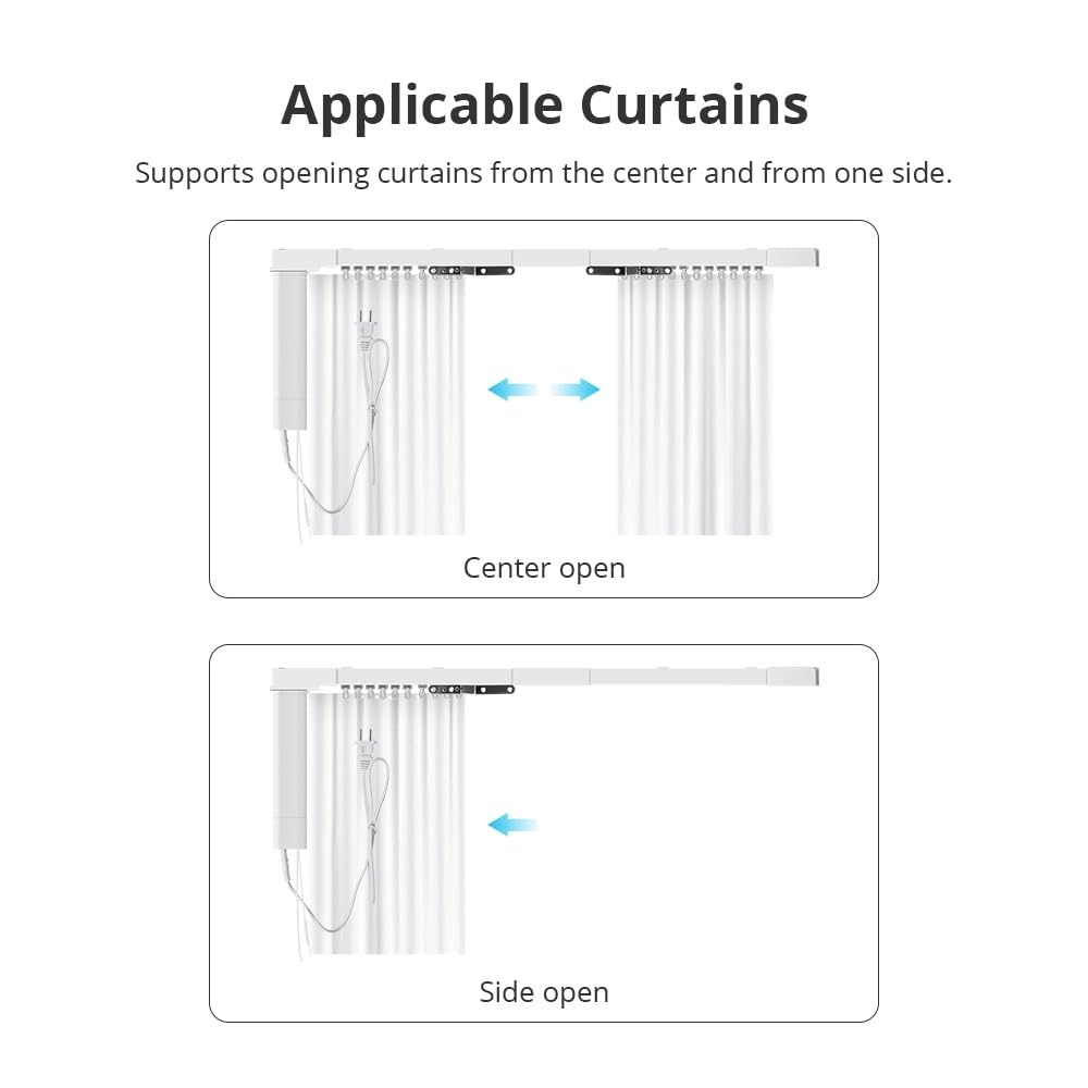 Matter Over WiFi Motorisierte Vorhangschiene, Smart Curtain Rod Compatible with Apple Home, Alexa, Google Home, Voice & Remote Control, Center/Side Opening (309.9 cm))