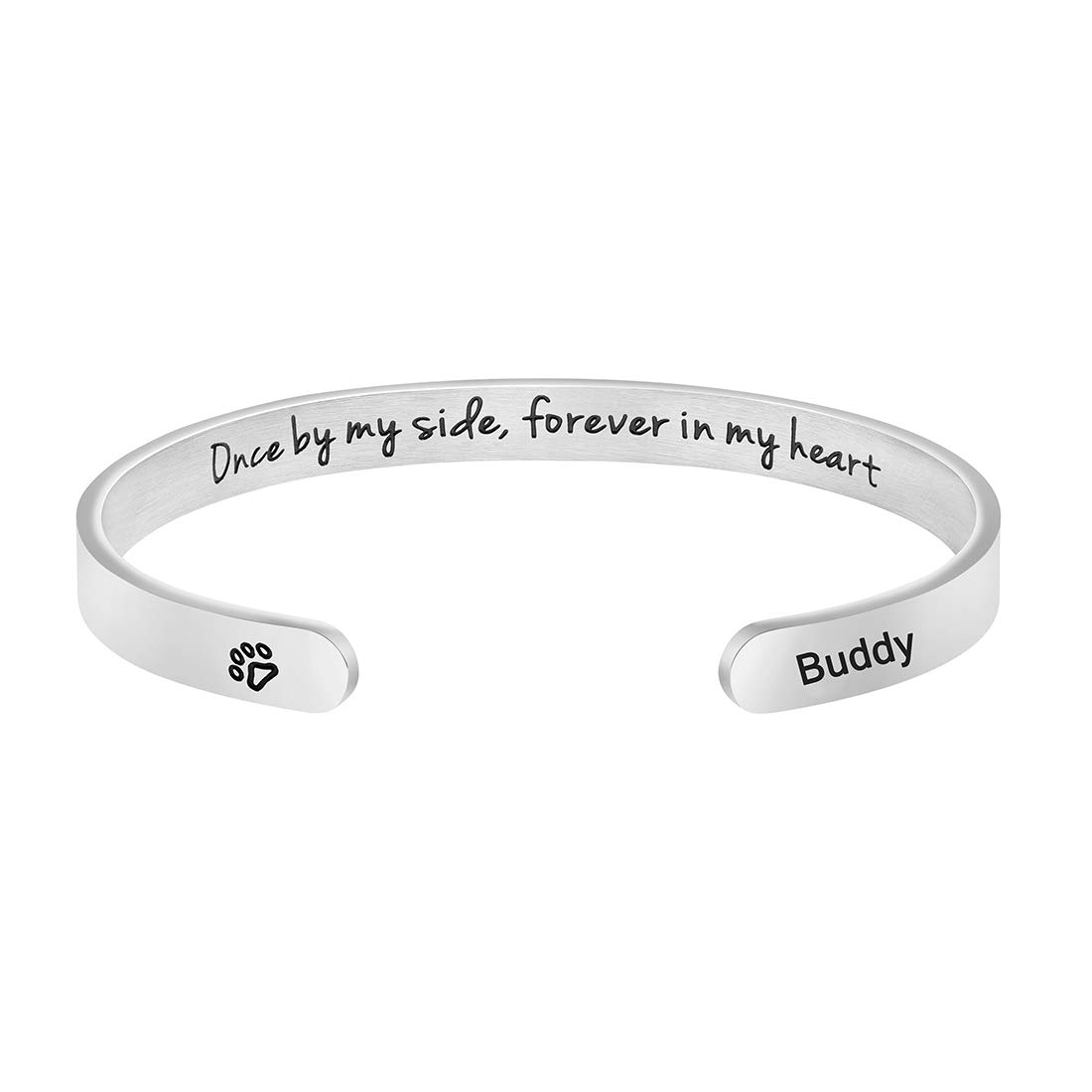 Dog Memorial Cuff Bracelet Remembrance Loss of Pet Jewelry Sympathy Gift Engraved Pets Name