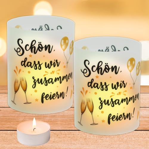 Windlichter Tischdeko Schön, DASS Wir Zusammen Feiern, 12 Stück Windlicht Tischdeko, Tisch Deko Geburtstag für Hochzeitsdeko, Silvester, Taufe Teelichter oder Kerzen