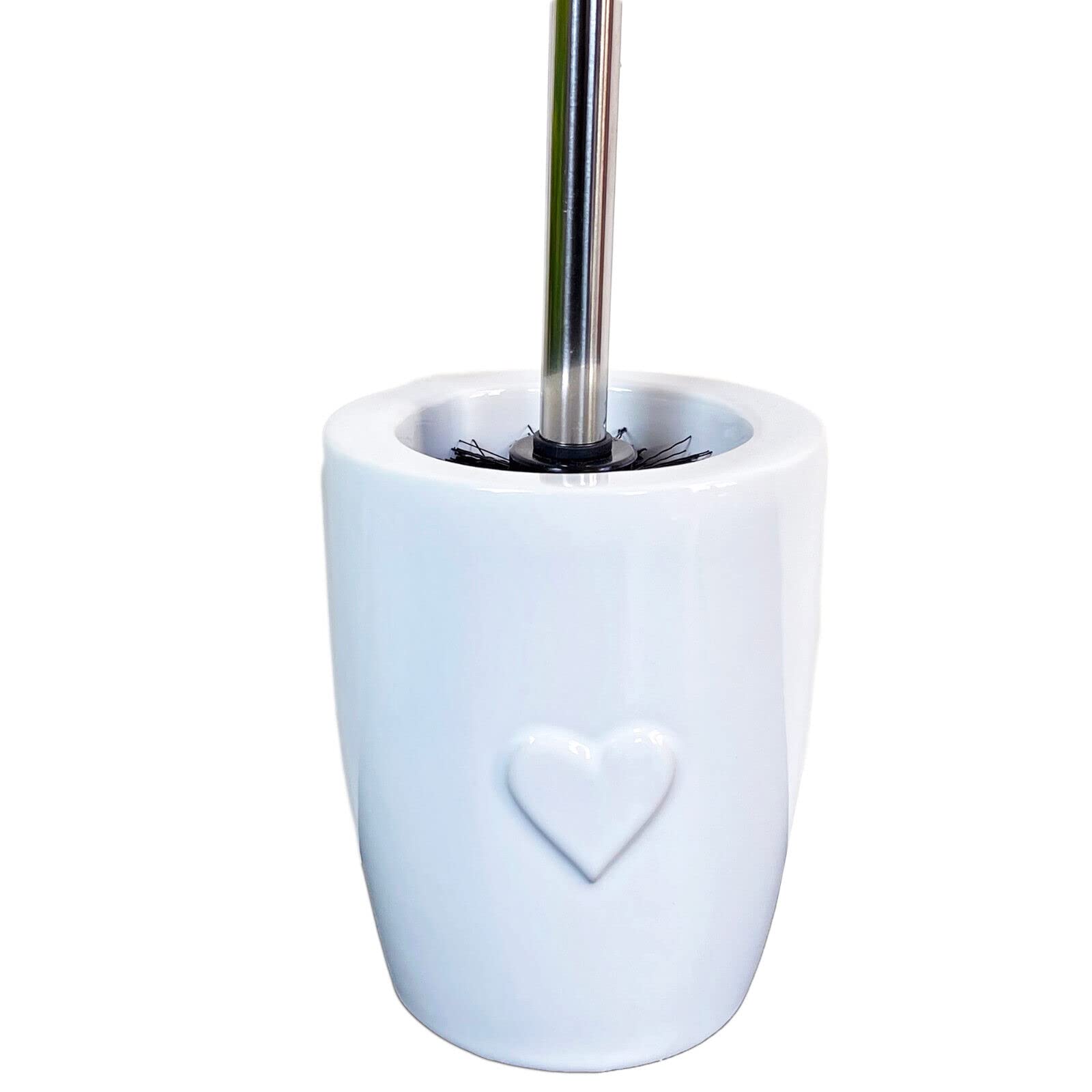 Ceramic Bathroom Set White Heart Soap Dispenser Dish Tumbler Toothbrush Toilet Brush (Toilet Brush)