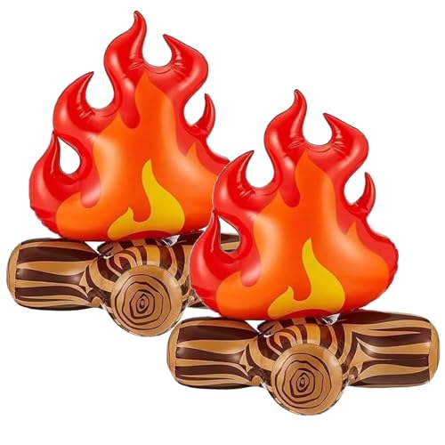 Ovanda 2 Stück Aufblasbare Flamme Modell,3D PVC Aufblasbare Lagerfeuer Modell,Aufblasbares Flammen Camping Dekoration,für Halloween Foto Requisiten,Halloween Lagerfeuer Requisiten Partys,Camping,Galas