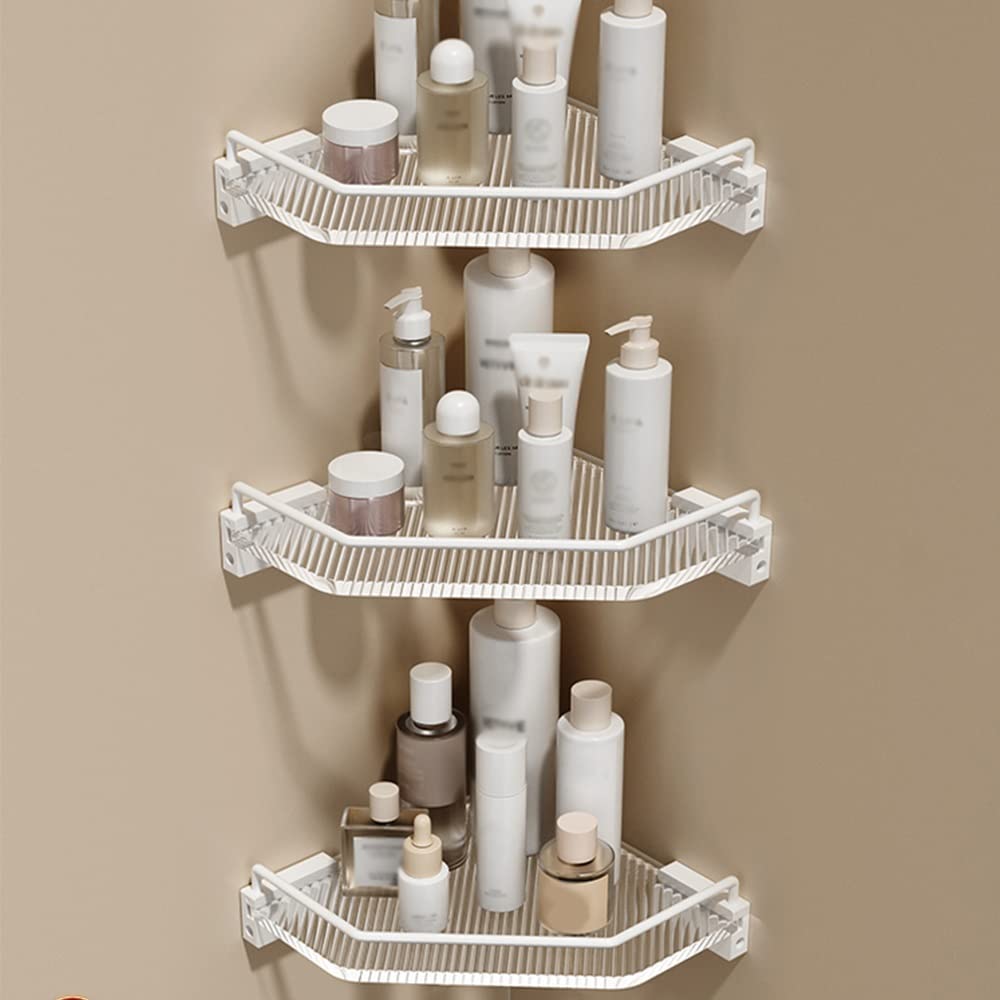 BAHELS White Floating Wall Shelves Wall Mounted Shower Caddy Bathroom Organizer Size 3 Layer