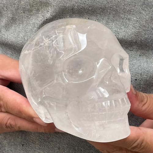 Cristal de quartz clair sculpté en crâne de 350g pour lithothérapie