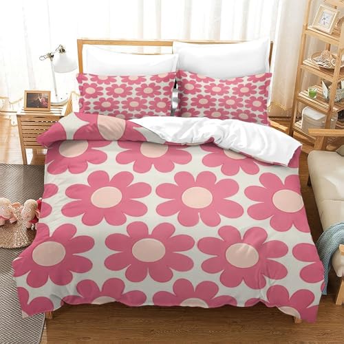 Housse de couette floral rose en microfibre 135x200 pour lit single - 3