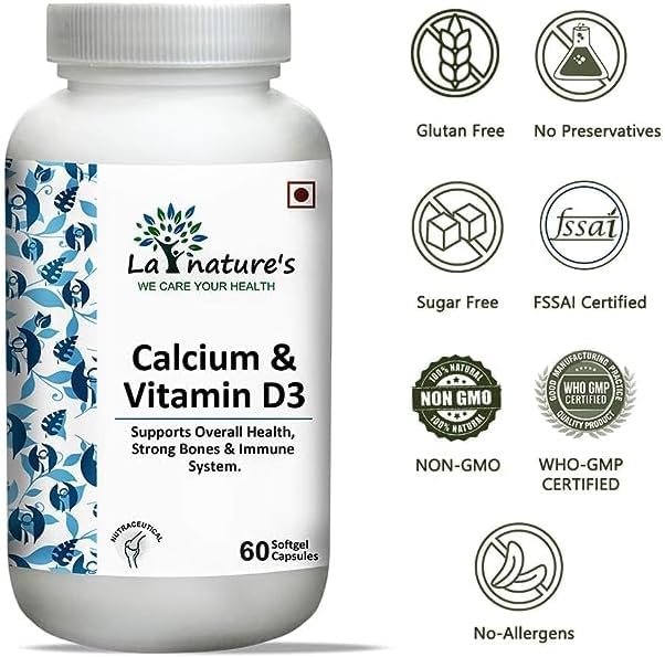 Miniatura 2 de Cápsulas de calcio y vitamina D3 Carbonato de calcio 500 mg de vitamina D3 200 UI Suplemento de calcio para hombres y mujeres para la salud ósea y