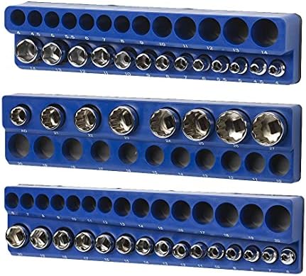 Magnetic Metric Socket Holder Mold Set For Socket Wrenches Blue