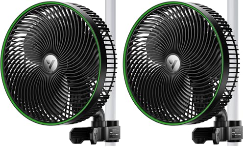 Image of VIVOSUN AeroWave E9 Grow Tent Fan, 9 inch Auto Oscillating Clip Fan with EC Motor, US Patented Circulation Fan, IP54 Weatherproof, Strong Airflow & Quiet for Hydroponic Ventilation (Pack of 2)