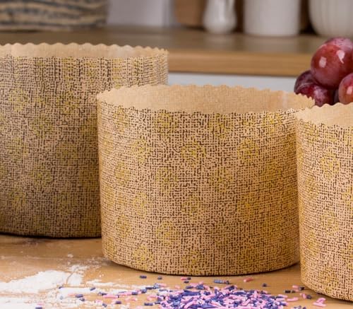 Moldes de papel para pan de Pascua Paska Kulich (paquete de 12) – Moldes para hornear panettone para panettone – Moldes de papel para panettone molde de papel para panettone (P135-95)