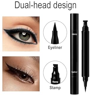 KELAV Eye Liner Noir Waterproof, Crayon Yeux Eyeliner Feutre Waterproof Tampon Eyeliner, Professional Makeup Couleur Intense Embout Ultra Tenue Longue Durée, Transpiration(Noir)