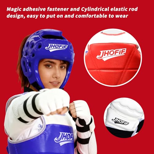 JHOFIF Sparring Gear 13PCS Set for Youth & Adult - Taekwondo Sparring Gear with Boxing Gloves, Headgear, Chest Guard, Boxing Equipment for Karate, Kickboxing, MMA Training & Competition (Blue, 4#) - Thumbnail 3