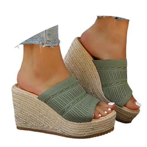 Sandales à plateforme bohème avec languettes tissées confortables et légères