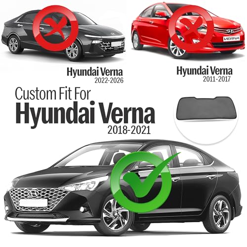 Image of Autofact Dicky Curtain for Verna 2017-2022 | Custom Fit Rear Windshield Sunshade | Foldable Mesh | Privacy & Cooling Car Accessory | Car Rear Sun Shade UV Block Easy Install Durable Black Mesh