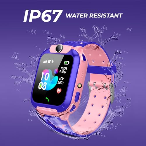 Image of GameSir Kids Smartwatch for Boys & Girls, Men & Women, Sim Card Support, Location Tracker /GPS System, Camera, Video,Notification,Alarm, Waterproof, Calling Smart Watch-Pink