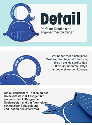 FutureFounder slabbetje baby siliconen plastic zacht waterdicht slabbetje met opvangbak silicone afwasbaar walviskrab… - Image 5