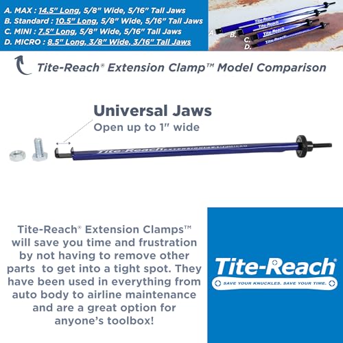 Image of Original TITE-REACH Micro Extension Clamp, Thinnest Version, Mini-Vise Tool, Nut & Bolt Holder, Made for Tight Spaces