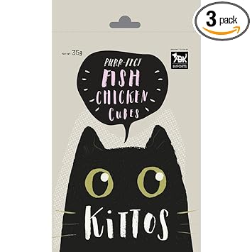 Kittos Fish Chicken Cubes Cat Treats - 35 g Each Pack of 3