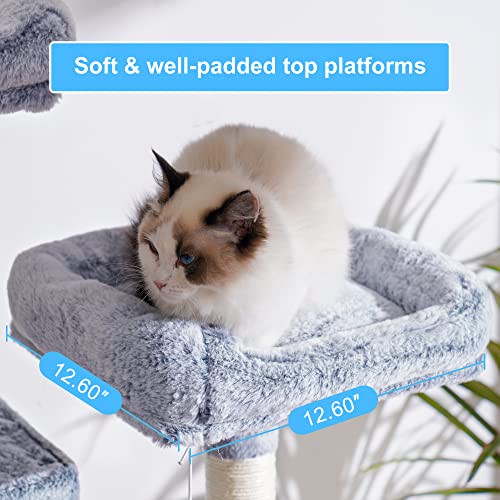 Hey-Brother Large Multi-Level Cat Tree Condo Furniture With Sisal-Covered Scratching Posts, 2 Bigger Plush Condos, Perch Hammock For Kittens, Cats And Pets, Pewter Mpj020Pe #TOP3