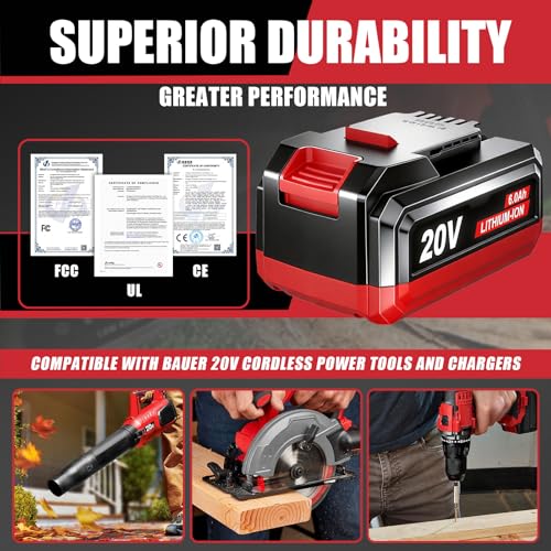Surpowtec 2Pack 20V 6.0Ah Battery Replace for Bauer 20V Lithium-Ion Battery,Compatible with Bauer 20Volt Cordless Power Tools by Surpowtec - Used condition - Image 6