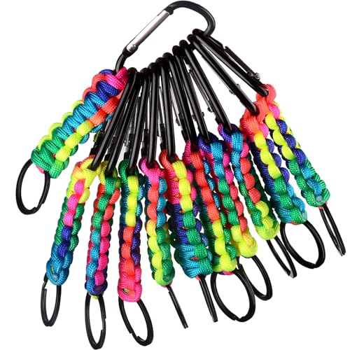 10 Stück Karabiner Schlüsselanhänger, mit Geflochtenes Lanyard, Karabiner Verschluss Schlüsselband Personalisiert Schlüsselanhänger Ring-Haken-Clip Jungen Mädchen (Farbe)