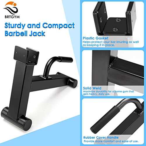 Brtgym Deadlift Jack Barbell Stand,Carbon Steel Made,Easily Load And Unload 600Lb Barbell Plates For Deadlift Exercise, Weight Training, Home Gym (Black Powder Coated) #TOP2
