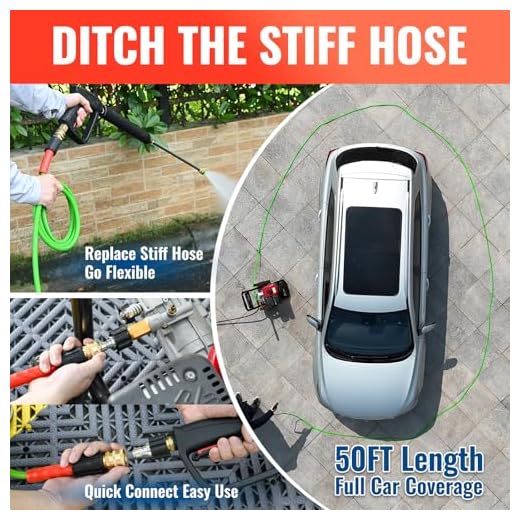 YAMATIC 50FT Flexible Pressure Washer Hose