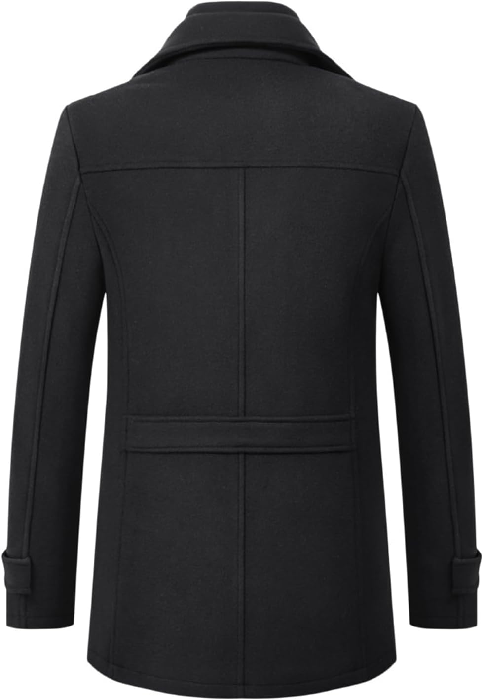 INVACHI Men's Wool Blend Coat Warm Winter Trench Coat with Detachable Soft Scarf Single Breasted Pea Coat - Image 3