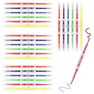 24 Pcs Double-ended markeerstift, gekleurde Watercolor Markers, dikke en dunne penpunten cilindervormig in Office…