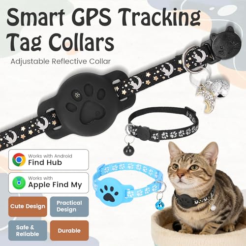Katze GPS Tracker Hund Kompatibel mit Apple iOS ＆ Android Google Find My, Katzen Halsband Trackers Ohne ABO für Standortverfolgung, Smart Tag Bluetooth Mini Pet Tracker für Auto Tracking Peilsender