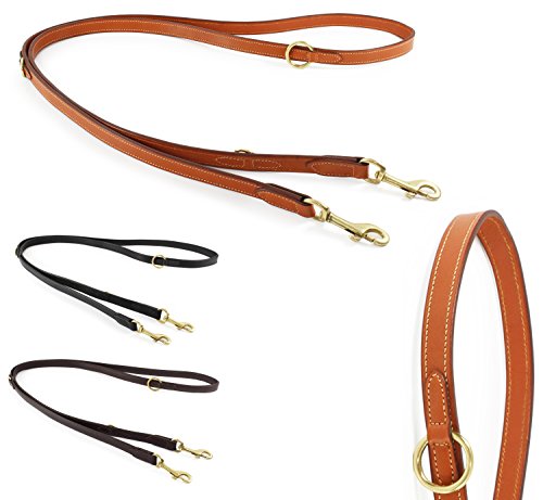 Pear Tannery - Classic Line: 6 In 1 Multifunktionshundeleine Aus Weichem Vollrindleder, Mehrfach Verstellbar, 2,15m, Hellbraun Cover