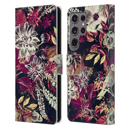 Carcasa de cuero Samsung S24 Ultra de alta resistencia con acabados florales Riza Peker