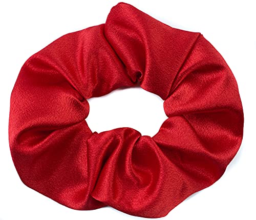 Mytoptrendz® Plain Satin Hair Scrunchies Ponytail Hair Tie Traceless Luxurious Bobbles Classic Hair Accessory (Red)
