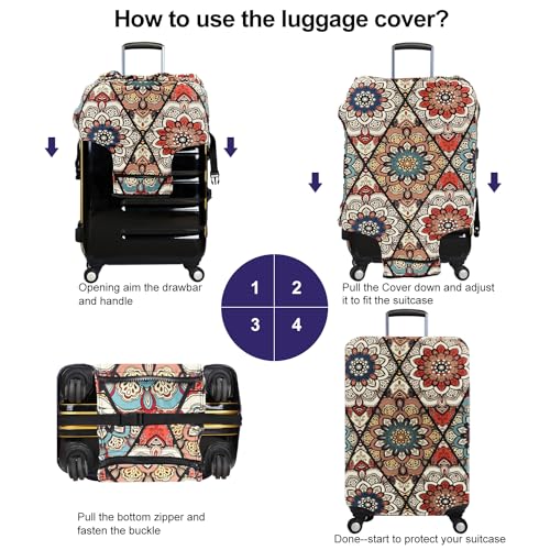 Miniatura 3 de 7-Mi Funda Protectora Negra Para Maleta, Funda Protectora Para Maleta, Funda Protectora Para Equipaje De Viaje De 18 A 30 Pulgadas, Retro, M Fits To 22 -24 Trolley Case