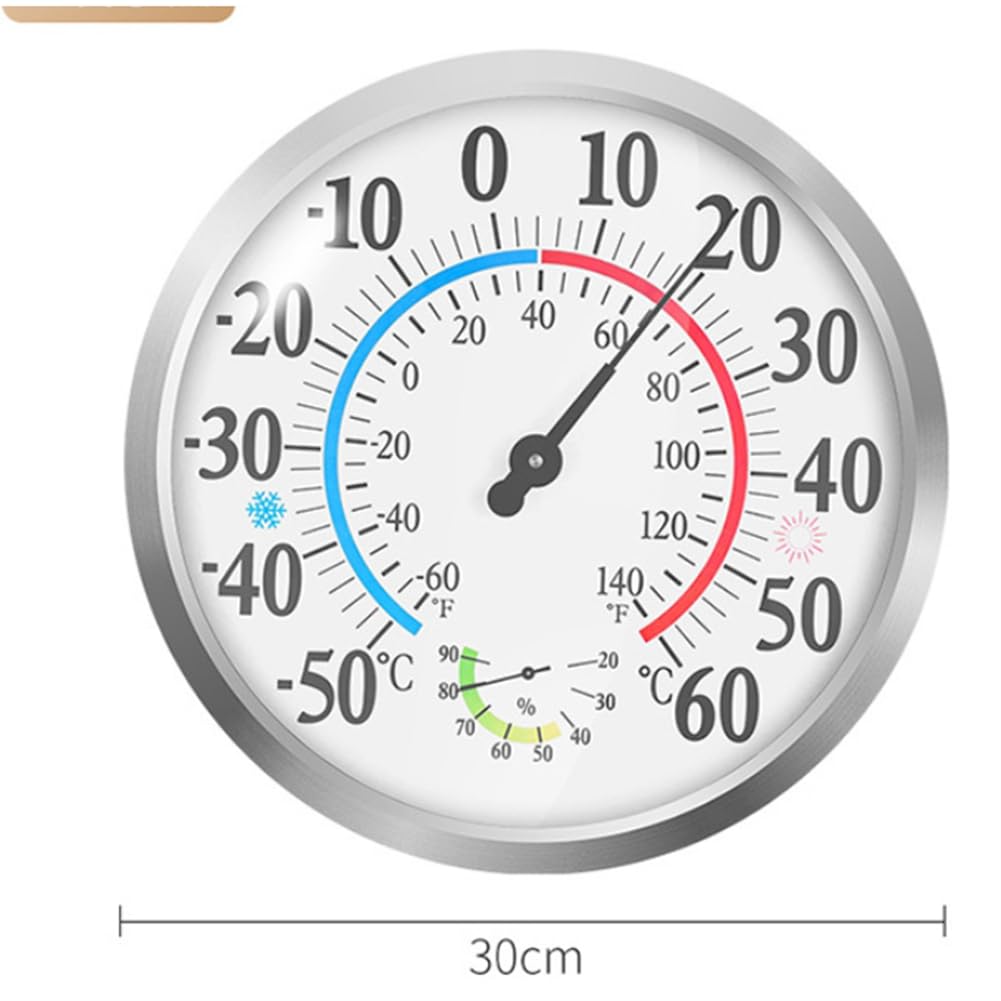 Termometro esterno da 30 cm con numeri per interni, termometro da parete, igrometro, stazione meteo da giardino, durevole, facile da installare e facile da usare