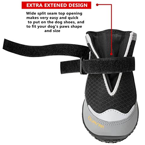 Qumy 4Pcs Dog Shoes For Hot Pavement, Medium Large Dog Boots & Paw Protectors For Summer Heat Protection, Mesh Breathable Nonslip Dog Booties For Walking Running Hiking Black Size 8 #TOP4