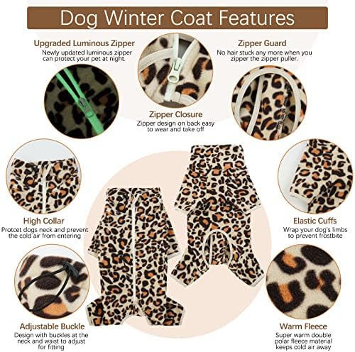 ROZKITCH Full Body Dog Sweater, Pet Windproof Warm Cold Weather Jacket Vest with Luminous Zipper, Jumpsuit Apparel Outfit Clothes for Small Medium Large Dog Brown 2XL - 2