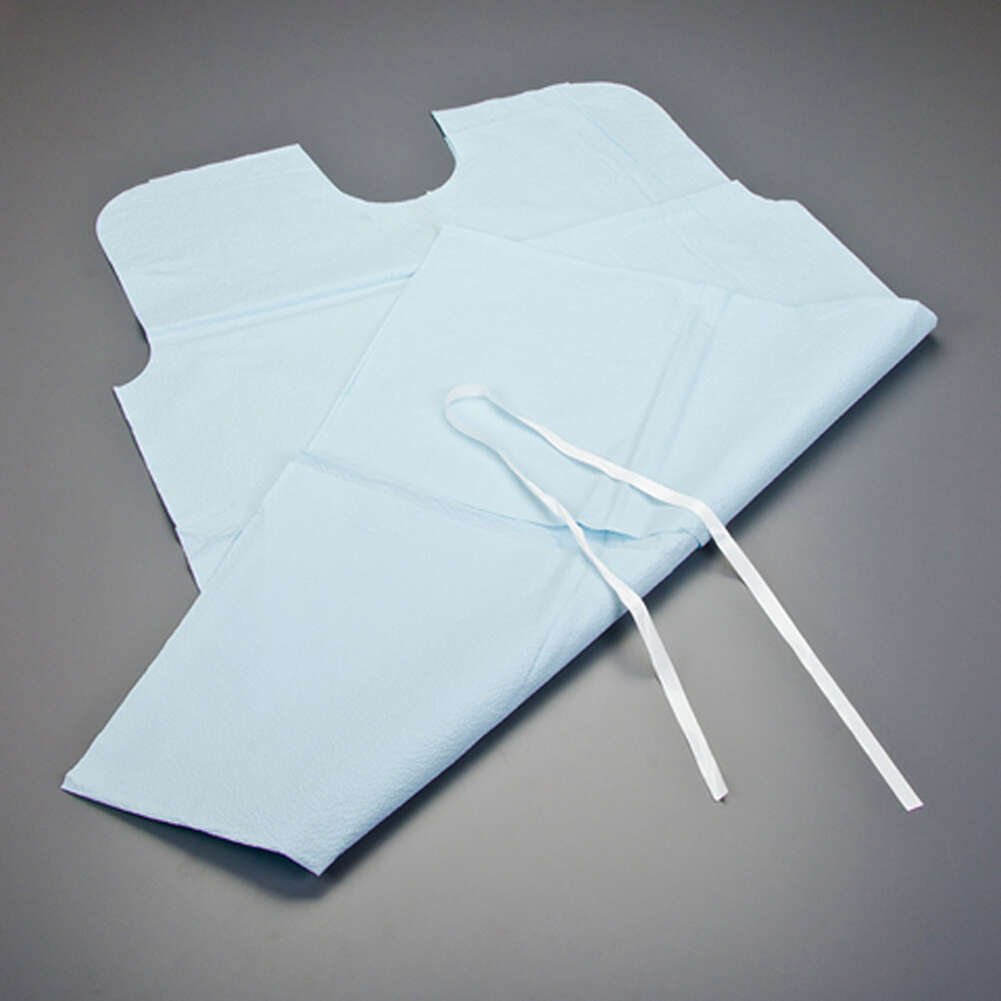 Graham Medical 222 3-Ply Tissue Exam Gown, 30" Width, 42" Length, Blue (Pack of 50)
