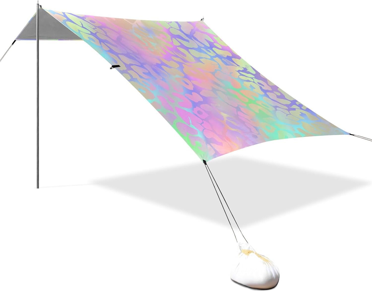 ALAZA Rainb Leopard Print Laser Cheetah Beach Tent Sun Shelter UPF50+ Protection Beach Shade Canopy w/ 4 Sandbags for Outdoor Camping, Fishing, Backyard Fun, Picnic, 10x9 ft