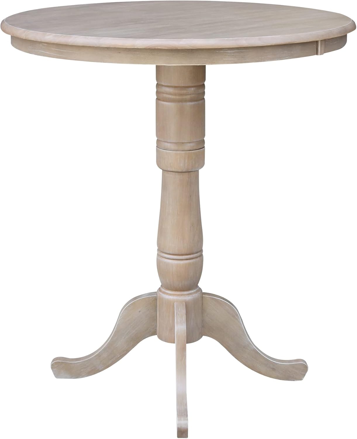 International Concepts 36" Round Top Pedestal Table-40.9" H, Washed Gray Taupe : Home & Kitchen