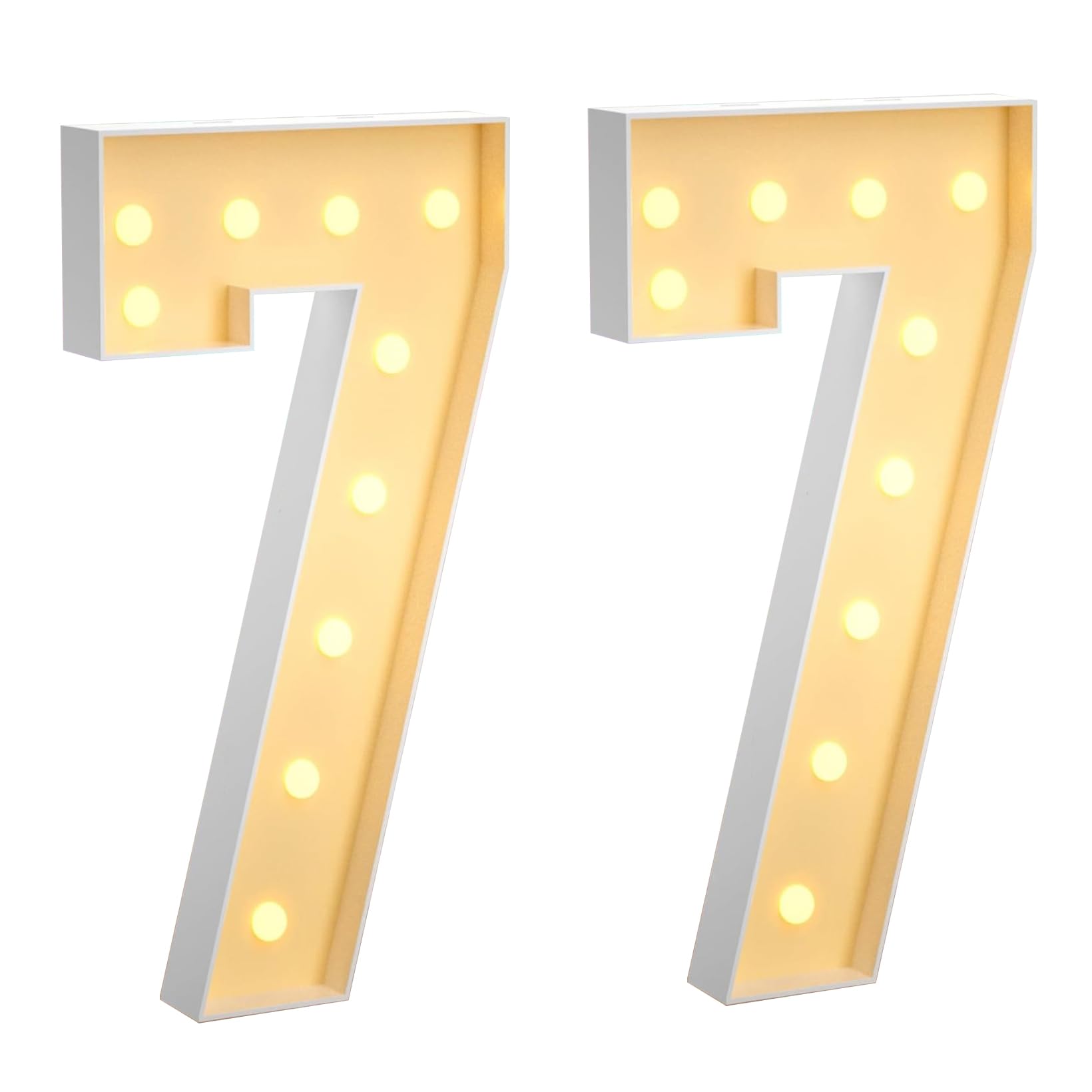 100 cm, grande numero 77, con numeri a LED grandi, decorazione a mosaico, luce bianca calda, per casa, feste, compleanni, matrimoni, compleanni e Natale