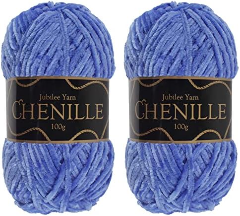 JubileeYarn Chenille Yarn - Worsted Weight - 100g/skein (2 Skeins, 199 Obsidian)