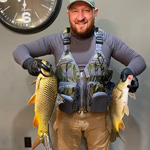 PELLOR Fly Fishing Vest with Multi-Pockets Fishing Gear Outdoor Backpack Breathable Mesh Fishing Vest Backpack for Camping Hunting - Thumbnail 2