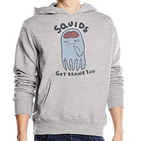 Sweat calamar gris en coton mélangé doux avec poche kangourou